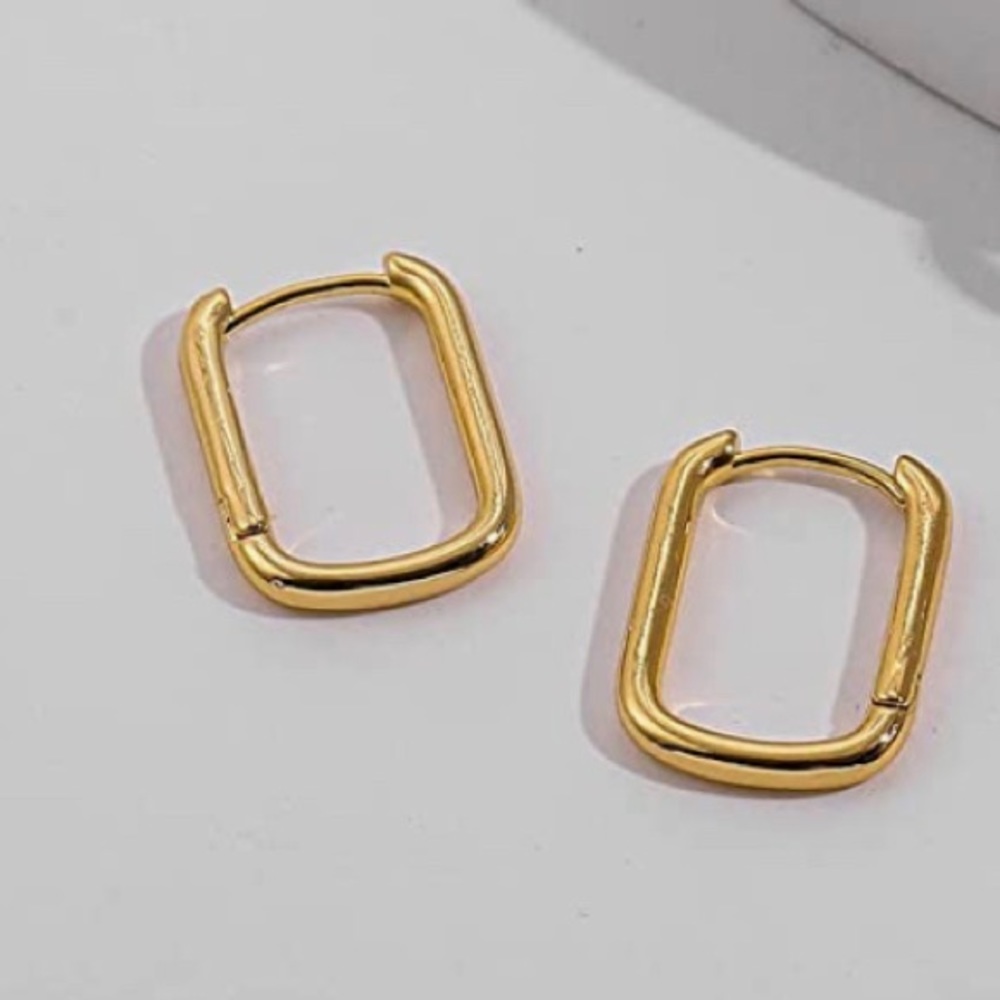 Erpels Square Hoop Earrings Set, 14K Gold Plated Lightweight Chunky Hoop Earring